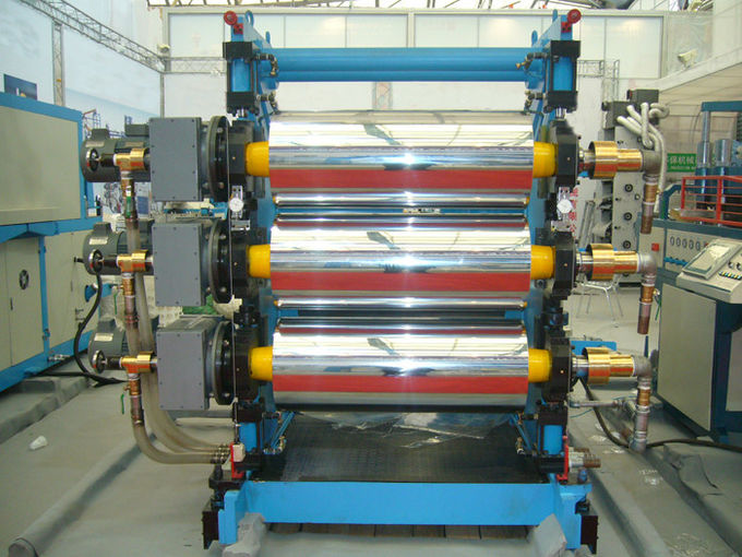 Ø 230mm - 910mm 4 Broodjes橡胶kalanderende机，安装于Stoffen het Maken